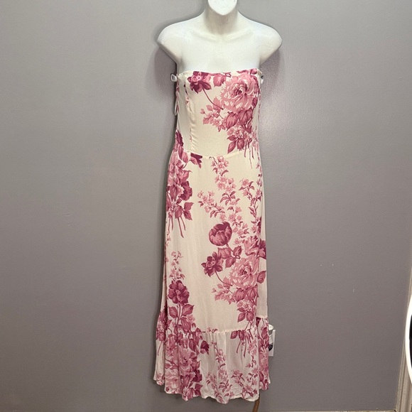 NWT Reformation Arista Strapless Dress in Pink Floral Crista Dress - Picture 5 of 7